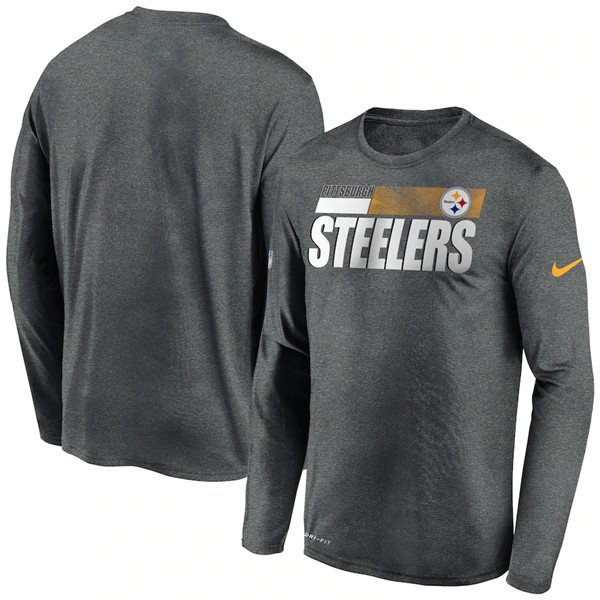 Men's Pittsburgh Steelers 2020 Grey Sideline Impact Legend Performance Long Sleeve NFL T-Shirt
